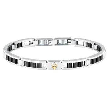 Ανδρικό βραχιόλι Maserati JM225ATZ57 από ανοξείδωτο ατσάλι με δίχρωμο ασημί-μαύρο μπρασελέ.